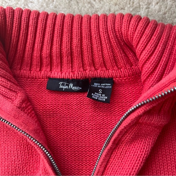 Taylor Marcs Women’s Coral 1/4 Zip Pullover 100% Cotton Sweater - Size S - EUC - Picture 3 of 7